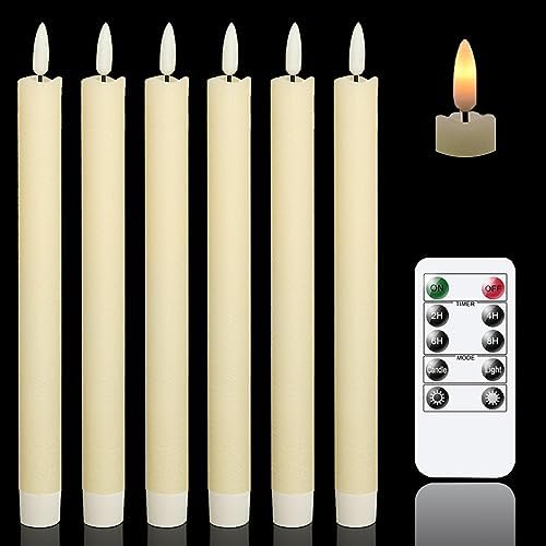 GenSwin Flameless Taper Candles LED Battery Operated Remote Timer Ivory by GenSwin