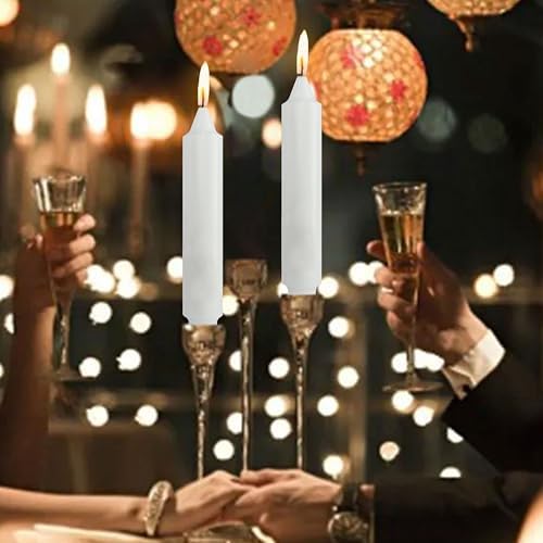 NJAO HOO White Short Taper Candle 7 Inch Candlesticks Unscented Dripless Tapered Candle Set for Home Decor Wedding Party Dinner Candles, 4 Pack - Image 3