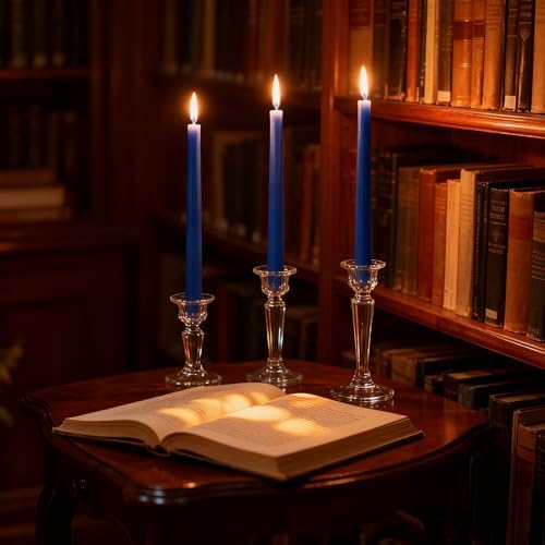 12-Pack Royal-Blue Taper Candles, 10 Inch Unscented Dripless Candlesticks, Long-Lasting Burn Time of 7-8 Hours, Perfect for Home Décor Dinner Party Meditation - Image 5