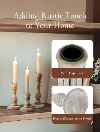 Rustic Candlestick Holder Decor: Farmhouse Wooden Candle Holders - Image 4