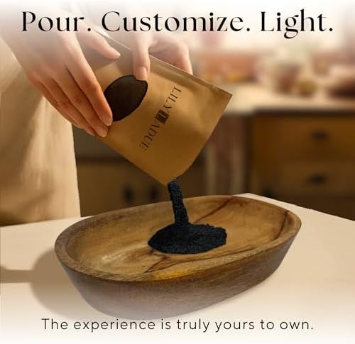 LILY LADUE Black Sand Candle Kit - 1Lb/16Oz Pearled Candles Sand and Wicks (24) with Wood Holder, Unscented Aroma Beads, Reusable Pearled Candle Wax for DIY Home Kit, Powder Beads Refill Available - Image 4