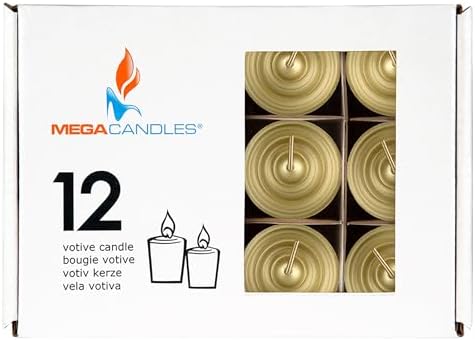 Mega Candles 12 pcs Unscented Gold Votive Candles, Hand Poured Wax Candle 15 Hours 1.5 Inch x 2.25 Inch, Home Décor, Wedding Receptions, Centerpieces, Occasions, Events, Festivities, Meditations - Image 3