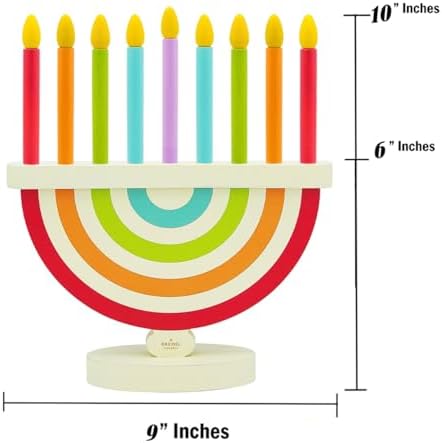 4-Pack The Dreidel Company Wooden Hanukkah Menorah for Kids – Chanukah Set with 9 Removable Multicolored Candles, Storage Bags, Educational Color Toy - Image 3