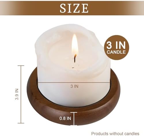 Candle Holder for Pillar Candle Set of 4, Farmhouse Wood Candle Holder, Rustic Wooden Candle Stand, Candles Tray Decorative for Living Room, Table Centerpiece, Brown - Image 2