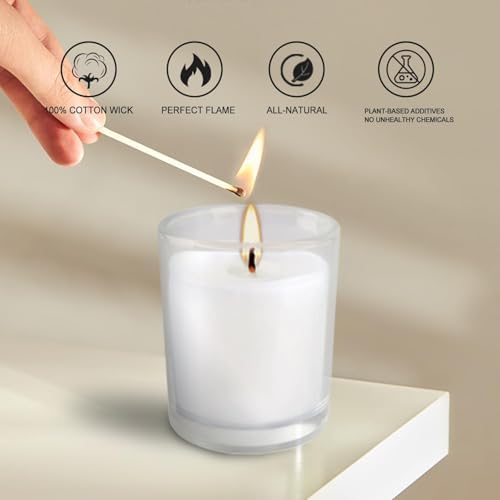 20 Pack Unscented White Clear Glass Filled Votive Candles | Soy Wax, Smokeless, Hand Poured Wax Candles Ideal for Aromatherapy, Spa, Weddings, Birthdays, Holidays & Party Decor - Image 5