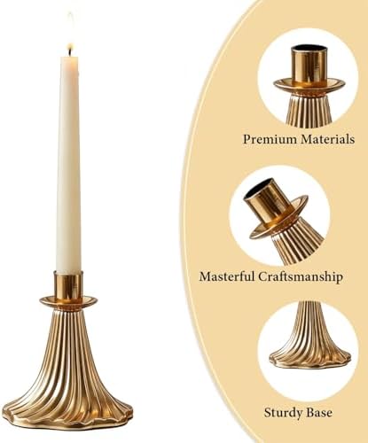 Taper Candle Holders Set of 6 - Victorian Style Gold Vintage Modern Decor, Table Mantel Centerpiece for Wedding Housewarming, Fits Standard Taper Candles - Image 3