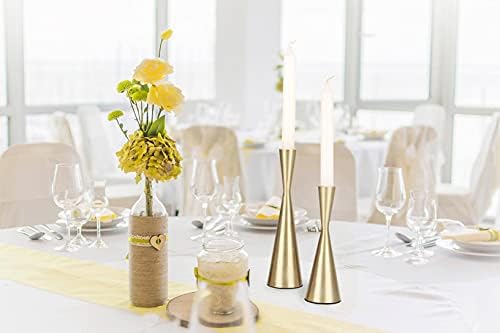 Vixdonos Brass Gold Metal Candle Holders Taper Candlestick Holders Set of 2 Table Decorative Candle Stand for Wedding, Dinning, Party,Home Decor (Gold) - Image 5