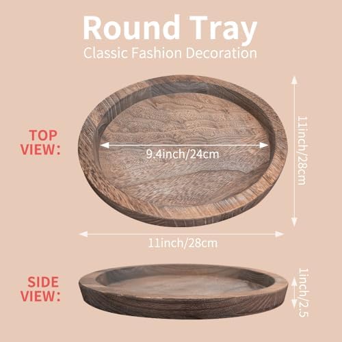 2 Pcs Decorative Serving Tray, Wooden Coffee Table Trays Decor - Image 3