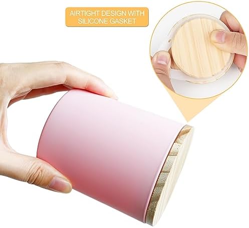 SHOWIN 8 OZ Thick Candle Jars for Making Candles 15 Pcs, Empty Jars with Wood Lids for Candle Making, Sample Container, Matte Pink - Image 3