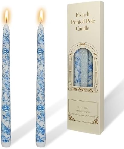 Blue and White Porcelain Candles - Mandarin Duck Pattern Taper Candlesticks 10Inch Handmade Candle Sticks for Home Wedding Party Decor Gifts Set of 2 by YUKCAXDLS