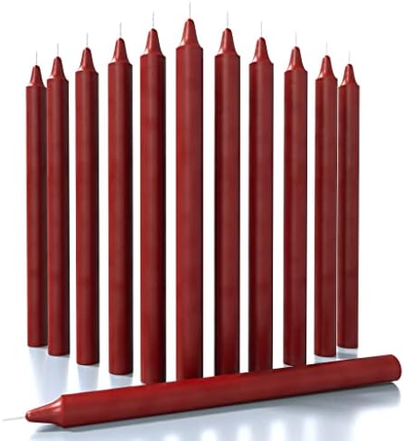 CANDWAX Bordeaux Taper Candles Pack of 12 - Slow Burning Dripless Unscented Straight Candles 12 inch - Ideal for Dinner Table - Smokeless Long Candlesticks by CANDWAX