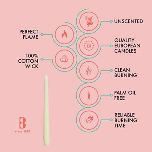BOLSIUS 20 Count Unscented 10 Inch Ivory Household Taper Candles - 8 Hours Burning Time - Premium European Quality - Smokeless Dripless Taper Candlesticks - Great for Home Décor, Dinners, and Parties - Image 3