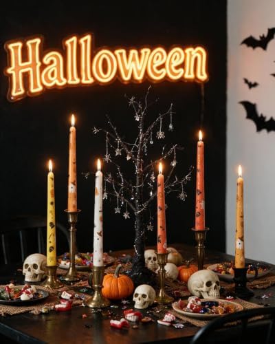 MAITREYA Cute Ghost Taper Candles Spooky Halloween Dinner Candles Home Table Decoration for Autumn Festive Party Gift-4pcs,10inch - Image 3