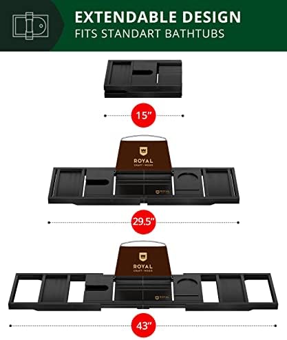 ROYAL CRAFT WOOD Premium Foldable Bathtub Tray Caddy - Wood Bath Tray for Tub, Bamboo Shelf, Expandable Bath Table Trays, Bathtub & Bathroom Accessories for New Home & Mothers, Birthday Gifts for Mom - Image 3