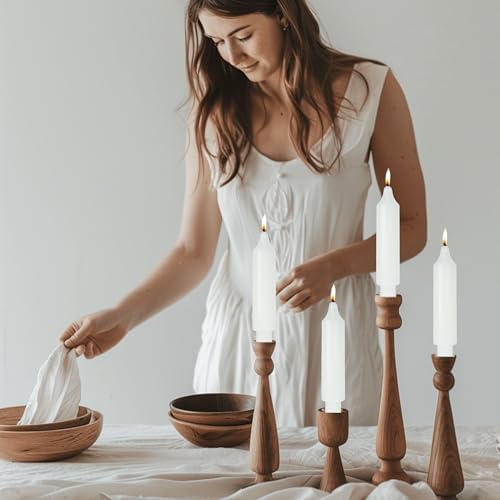 White Short Taper Candles 6 inch Candle Sticks Unscented Dinner Candle Dripless for Home Decor,Christmas Table Decor，Weddings Festive Party Women Gifts，Set of 4 - Image 3