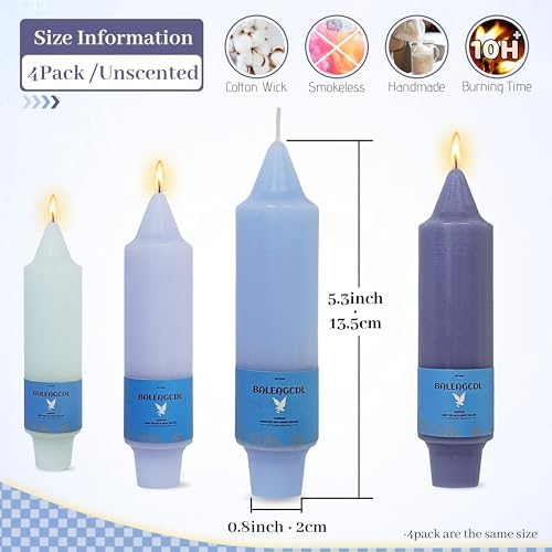 Unscented Dripless Taper Candles Gradient Blue 5INCH Smokeless Short Taper Candlesticks for Dinner Weddings Birthday Party Home Décor - Image 2