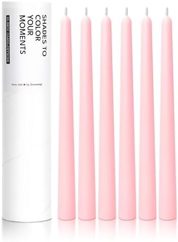 6 PK 10" Classic Taper Candles, Blush Pink, 7-8 Hours Long Burning, Unscented Tall Candlesticks by Unknown