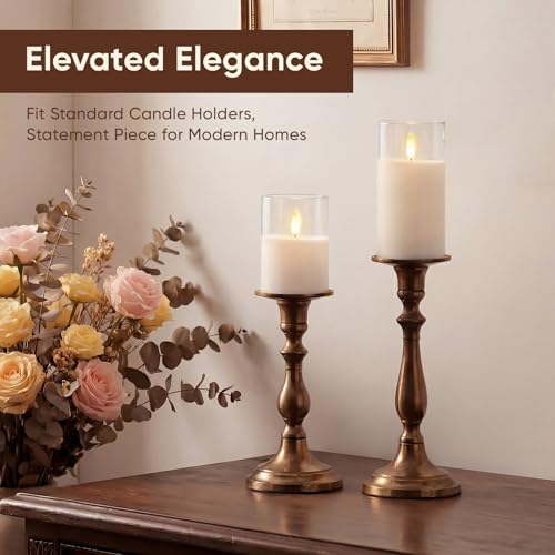 Amagic White Glass Real Wax Flameless LED Pillar Candles with Remote Timer - Image 4