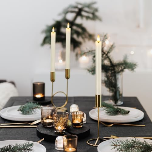 Flameless Taper Candles with Remote, Real Wax Battery Operated LED Candles Set with 3D Flickering Flame, 9.6" Realistic Dripless Candlesticks for Wedding Home Decor, 3 Pack White - Image 6