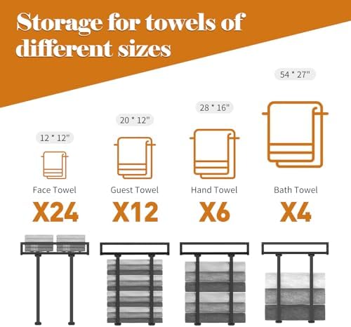Towel Racks for Bathroom Wall Mounted, Xstydes Metal Towel Holder with Wooden Shelf for Folding Large Towels, Towel Storage for Small Bathroom Organizer Decor or RV Camping, Black - Image 6