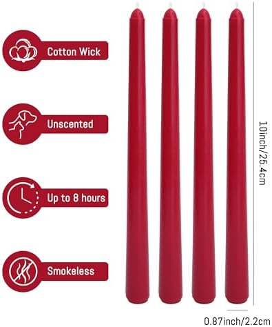 Viyffo Taper Candles, 10 Inch, 12 Pack, Winter Berry – Unscented - Image 4