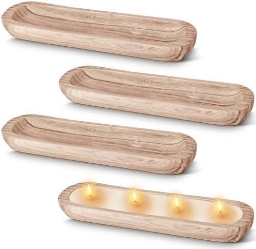 FoldTier 4 Pcs Wooden Dough Bowl Bulk, Natural, 20'' X 6'' X 2'', Classic by FoldTier