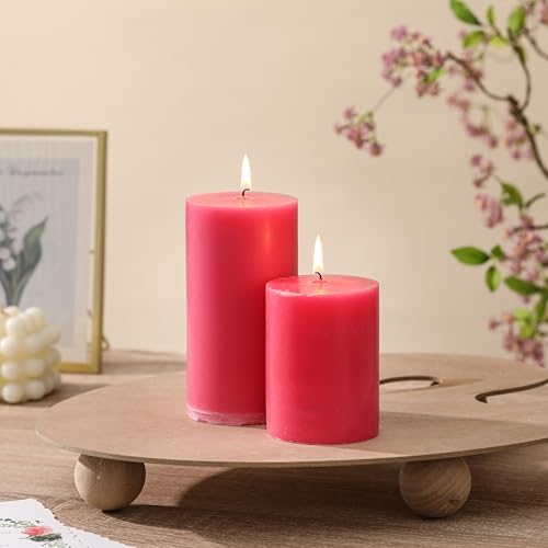 3x6 Inch Light Pink Pillar Candles Set of 3 - Unscented Pillar Candle - Image 3