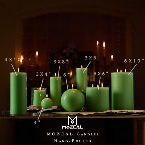MOZEAL Hand-Poured, 6 Inch Green Large Round Ball Candles - Elegant Green Round Pillar Candles, Dripless, Unscented, Smokeless, Ideal for Spring Celebrations. - Image 5