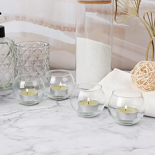 PINIWON 12pcs Clear Glass Round Votive Candle Holders, 2''×2'' - Image 5