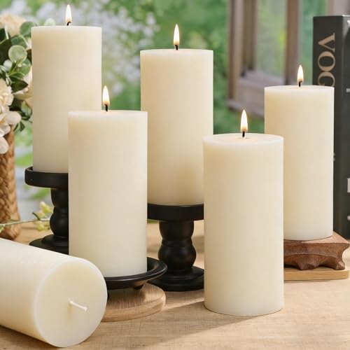 Rustic Soy Pillar Candles 2.8x6 Inch,6 Pack Ivory Candle by ginitiri