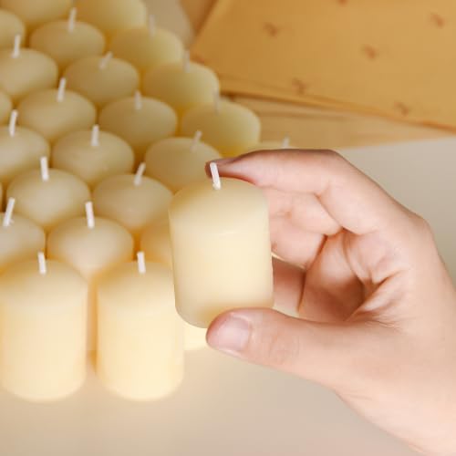 DEYBBY White Beeswax Votive Candles 8 Hours Burn Unscented Candles 6 Pcs - Image 3