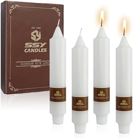White Taper Candle Candle Sticks, 7 Inch Mini Pillar Candles, 4PCS Handmade Unscenteds Candlesticks for Festive, Party, Spell, Wedding, Home Decor by FCMSHAMD