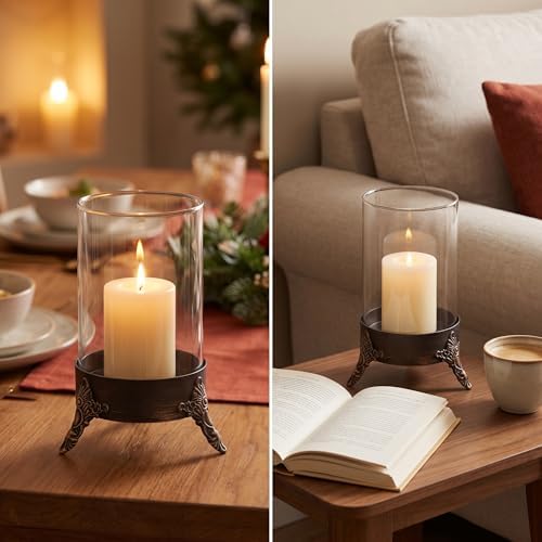 Set of 2 Hurricane Candle Holders, Metal Holders for Pillar Candles - Image 5
