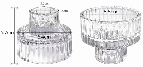 Hosley Set of 12 Glass Taper Candle Holders - Clear Glass Candlestick Holders 2 Inch High for Wedding Centerpieces, Party, Dinner Table, Reiki Meditation, Home Decor - Image 2
