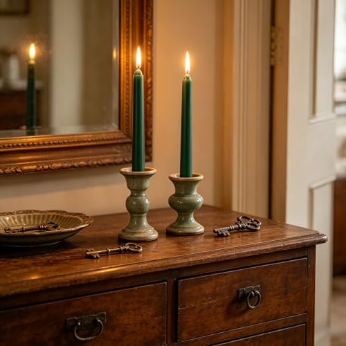 Hunter Green Taper Candles for Home Decoration, 20 Pack 10 Inch Unscented Dripless Candlesticks for Dinner Party Wedding - Image 3