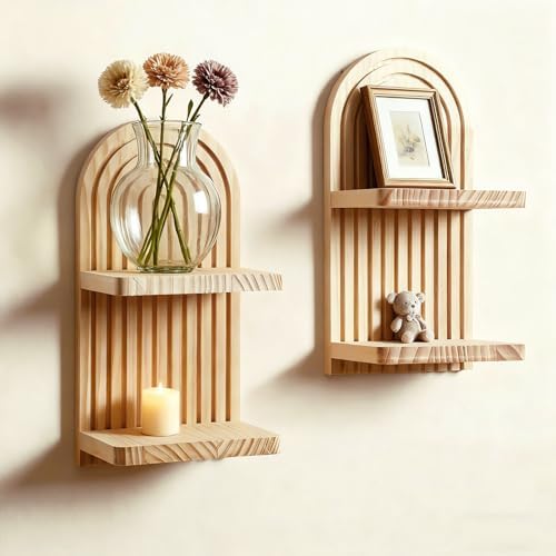 Artilady Boho Shelf Wall Decor, Wood Hanging Shelves for Storage Display by Artilady