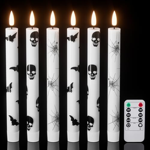 Halloween Flameless Taper Candles Battery Operated Remote Timer by DRomance