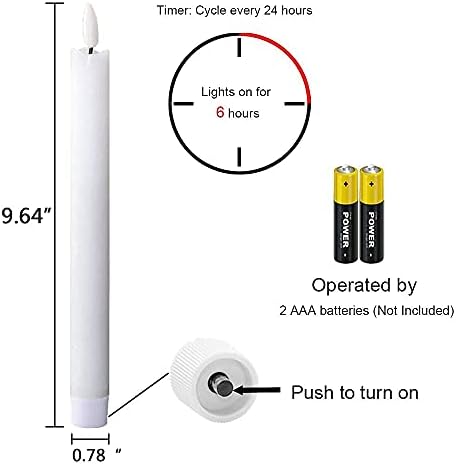 Wondise White Flameless Taper Candles with Timer, 6 Pack Battery Operated LED Flickering Real Wax Candle for Christmas Thanksgiving Wedding Decorations - Image 2