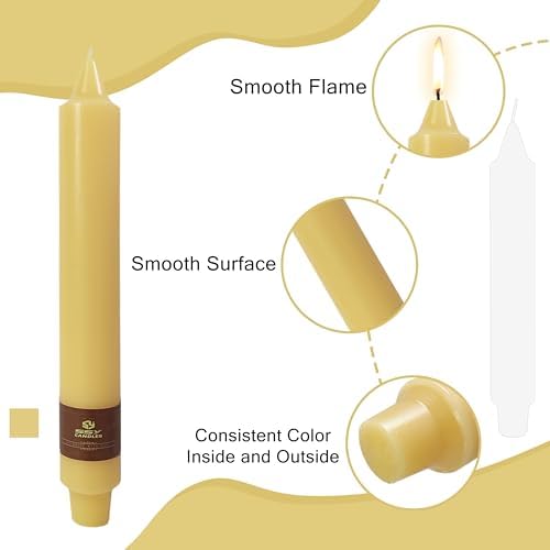Beeswax Taper Candles 9 inch - 4 Pack Fat Candle Taper Candles Dripless, Smokeless, Unscented Tall Candlesticks - Perfect for Home Decor, Weddings, and Special Occasions - Image 3