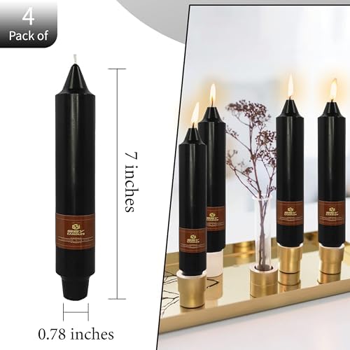 Halloween Taper Candles Sticks Unscented 4 PCS Black Taper Candlesticks 7 inch Short Tapered Candles Stick Candle for Halloween Dinner Party Home Décor Candlesticks - Image 4