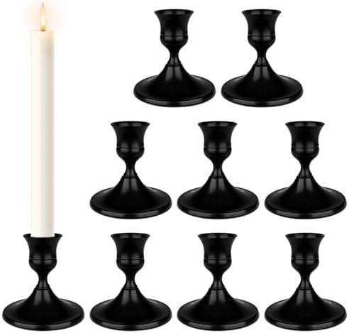 Black Candle Holder Taper Candle Holders, Set of 9 Candlestick Holders Decor for Home Decor, Metal Taper Candleholder for Fall Thanksgiving Halloween Christmas Table Fireplace Decor by DECKALY
