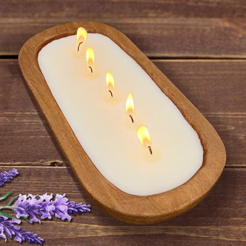 Aromatherapy Candle, SEVEYEE Lavender Candle 5wicks 16oz, Large Wooden Bowl Candles for Women,Girl Birthday Gift,12inch by SEVEYEE