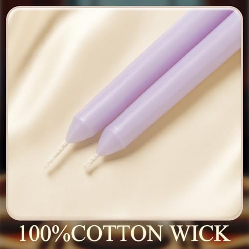 MTLEE 16 Pcs 10 Inch Taper Candle Sticks Smokeless Unscented, Light Purple - Image 3