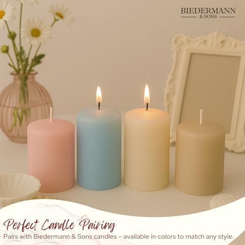 Biedermann & Sons Wooden Pillar Candle Holder, Brown, 6 Inch Tall, Fits Up to 3 Inch Pillar Candles, Rustic Candle Base for Tabletop Decor - Image 5