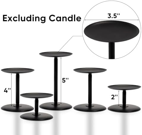 Homemory Fall Halloween Table Decor, Black Metal Candle Holders Set of 5 - Image 4