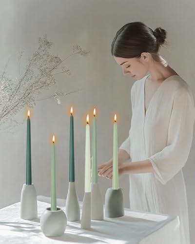 10" Green Taper Candles-12 Pack Green Candlesticks-Unscented Dripless Candles 8 Hour Burn for Spring, Home Decor, Dinner, Holidays, Weddings,Christmas Home Decor - Image 3