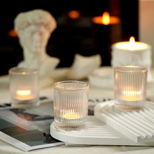 Homemory 12 Pcs Glass Votive Candle Holders, Clear Tealight Candle Holder, Vintage Candle Holders Bulk for Table Centerpieces, Christmas, Baby Shower, Birthday, Wedding - Image 6