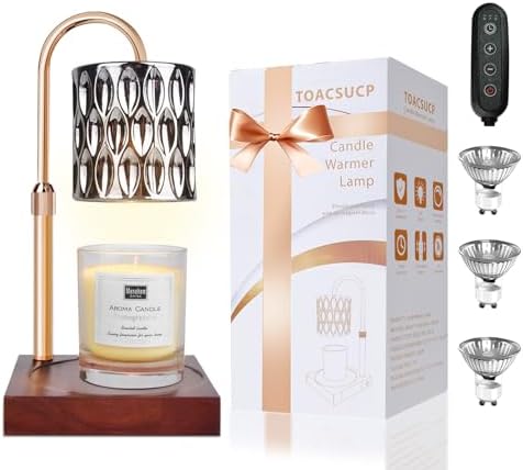 TOACSUCP Candle Warmer Lamp with 3 Bulbs, Adjustable Height Dimmable Candle Warmer with Timer, Compatible with Large Jar Candles, Candle Lamp with Charming Gift Box Ribbon for Her/Him by TOACSUCP