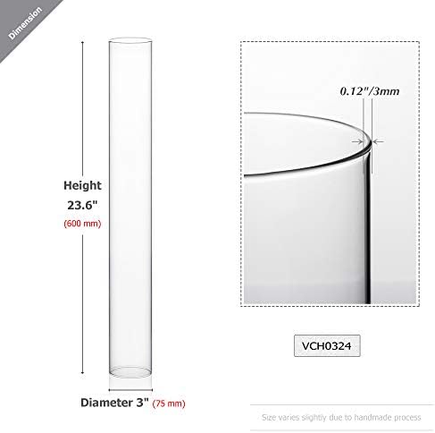 WGVI Hurricane Candle Holder Sleeve, Wide 3", Height 24", Clear Glass Cylinder Candleholder, Chimney Tube, Open Ended Candle Shade, 6 Pieces Bulk - Image 2