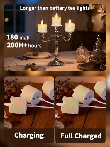 Rechargeable Flameless Tea Light Candles with Remote, 1.5"x2.2" Dripping Fake Electric Flickering Votive Candles for Anniversary Wedding Table Centerpiece Halloween Christmas Decor, Ivory White 6 pack - Image 6